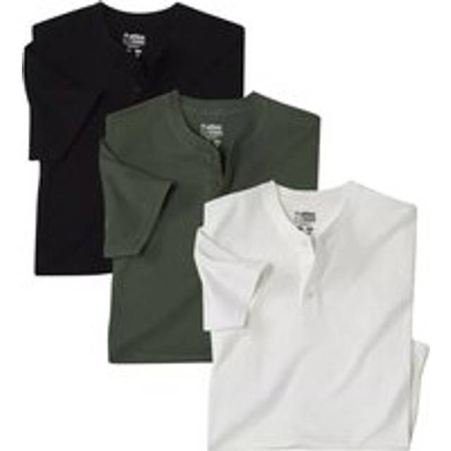 Plain Henley T-Shirt (Pack of 3) - Black - L