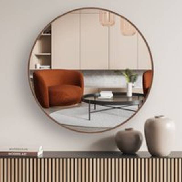 Nielsen Jaron Round Wall Mirror - Walnut