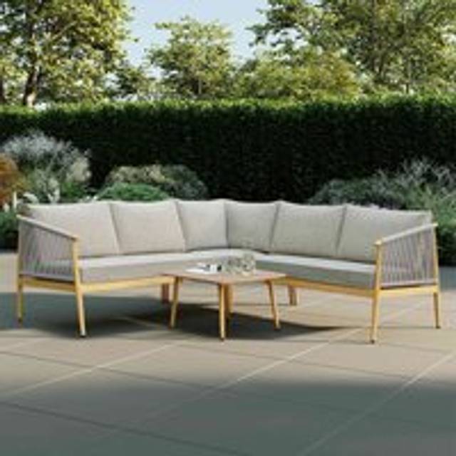 Charles Bentley Almada 5 Seater Rope Weave Garden Corner Lounge Set - Grey