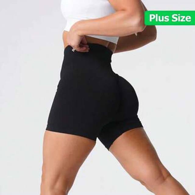 SHEIN Plus Size Women Solid Color Casual Fitness Sports Shorts, Elastic Yoga Tight Shorts For Butt Lifting And Belly Control, Summer Activewear Yoga Shorts