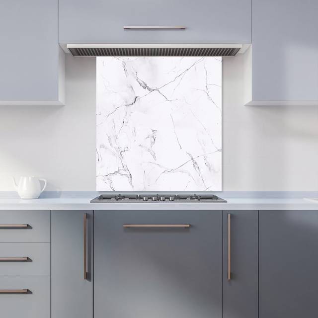 Warren Reed - Designer Grey And White Marble Effect Glass Bathroom Splashback, Multi