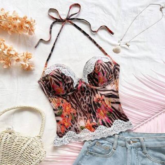 Soleia Bohemian  ,Boho, Romantic Floral ,Vacation, Floral  4th Of July Clothes  Tops De Mujer Vacation Tops Beaded Top Peplum Top  Party Tops  Cami Top Camis