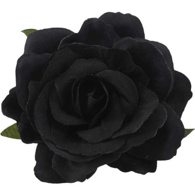 Silk Flower Hair Clip Brooch Wedding Corsage 8cm Accessory - Black
