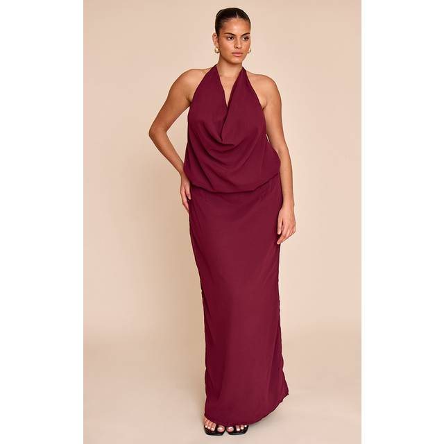 Plus Plum Chiffon Cowl Neck Maxi Dress, Purple - 30