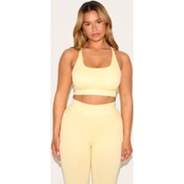 Shape Butter Yellow Seamless Active Cupped Sports Bra, Butter Yellow - L