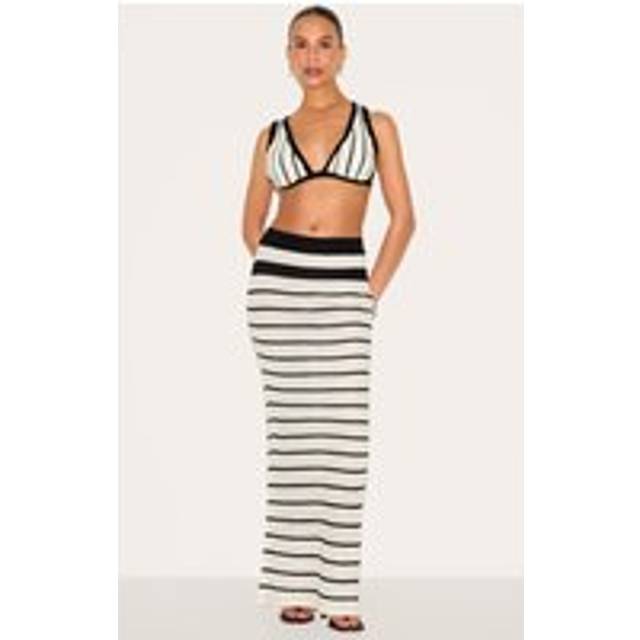 Petite Monochrome Crochet Knit Maxi Skirt, Black