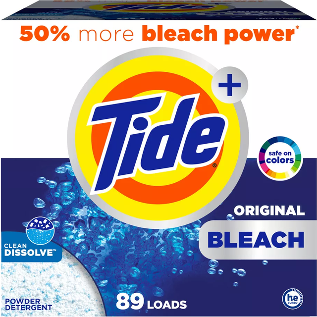 Tide Powder Laundry Detergent with Bleach Alternative  Original Scent  89 Loads  129 oz