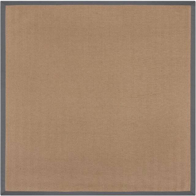 Herringbone Border Square Rug - Grey
