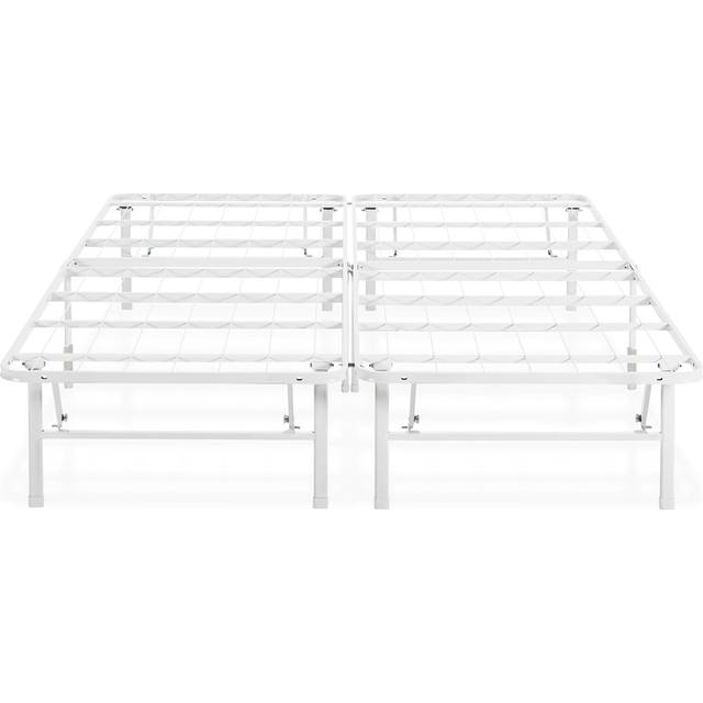 Zinus SmartBase Säng 140 x 190 cm - höjd 35 cm - perfekt för extrasäng - med förvaring under sängen - metallsäng - vit