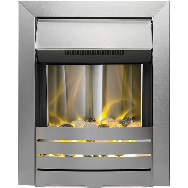 Adam Helios Brushed Steel Electric Inset Fire - Grey - 59.5 x 48.5 x 15.6cm