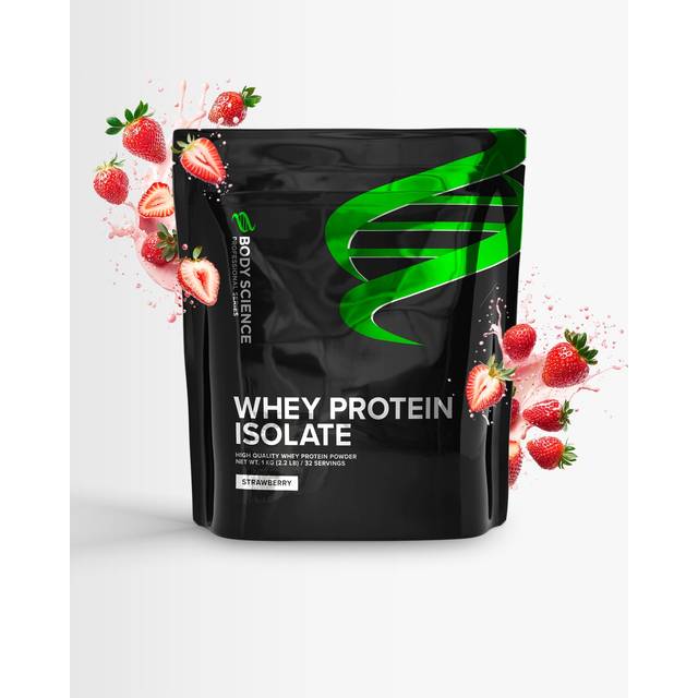 Whey Isolate - 1 kg - Strawberry - Body Science - Proteinpulver, Vassleprotein, Hög proteinhalt & låg laktoshalt