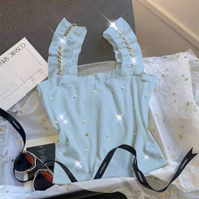 Franclia Women&#39;s Elegant Pearl Decor Camisole Top