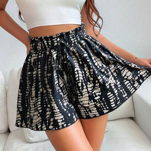 Chiquease Women&#39;s Zebra Print Tie-Waist A-Line Loose Shorts