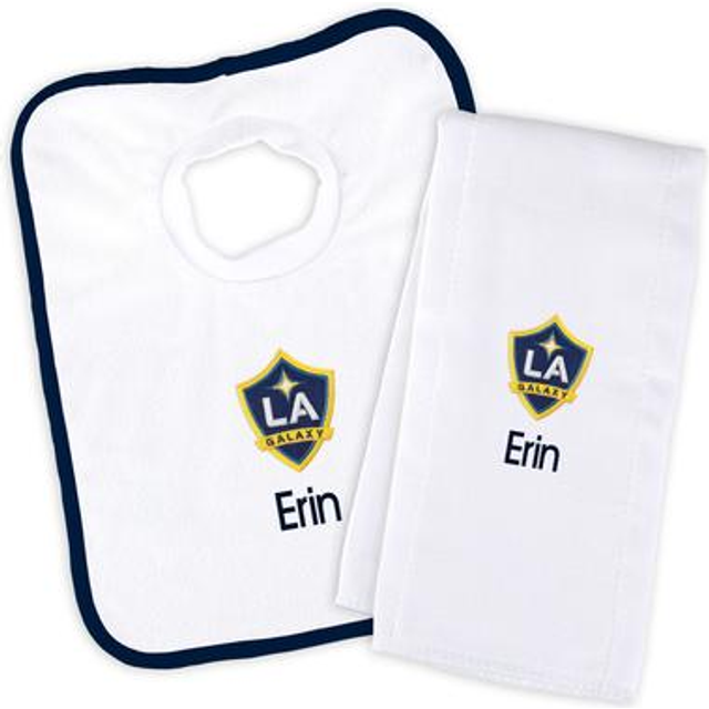 Infant White LA Galaxy Personalized Bib and Burp Cloth Set - No Size