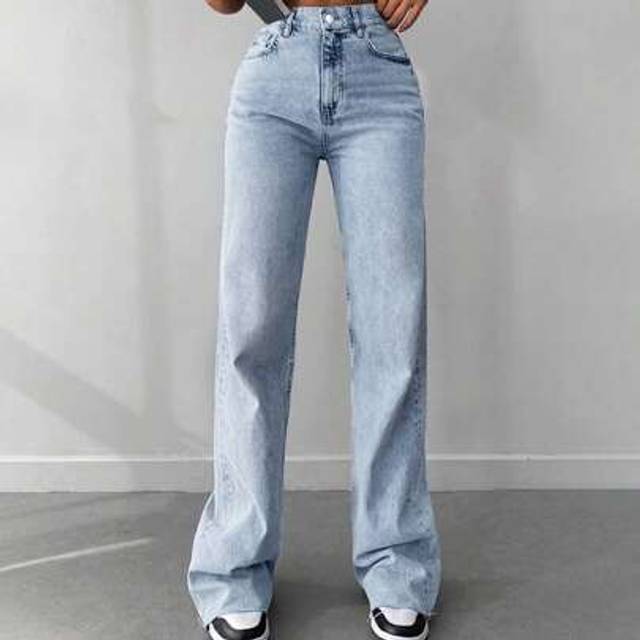 SHEIN Tall High Waist Raw Hem Wideleg Jean Women Jeans High Waisted Work Clothes Women Jeans For Women Jean Outfit Women