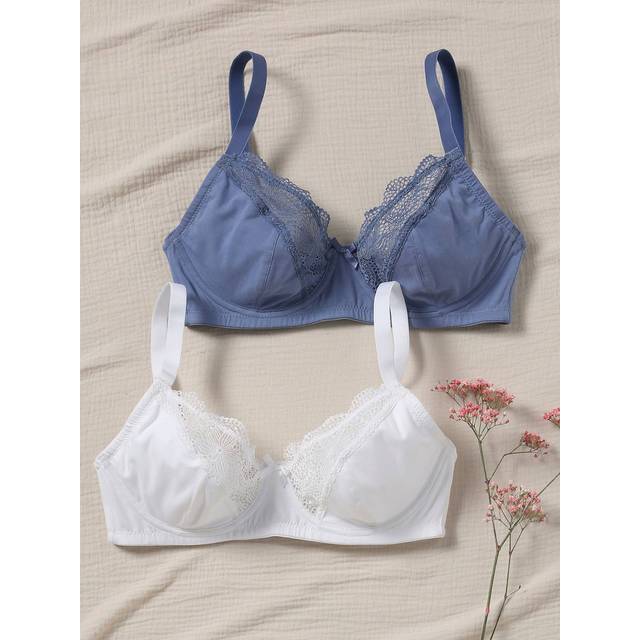 Pack of 2 Bras in Organic Cotton & Lace, for Maternity white