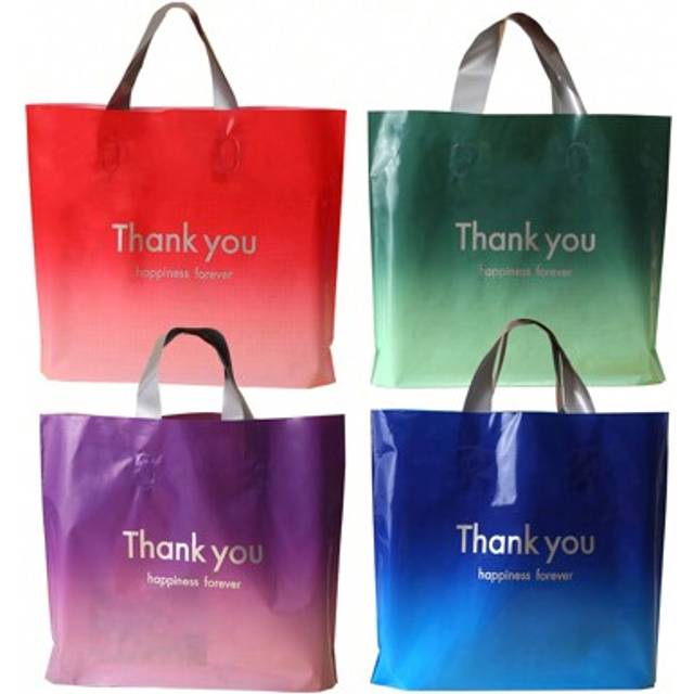 SHEIN 10/50pcs Handled Thank You Gift Bags, Clothes Storage Bags | Red/Purple/Green/Blue For Wedding, Birthday, Retail Shopping, Return Gifts, Plastic Gift