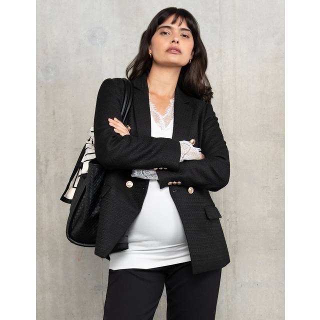 Tweed Maternity + Nursing Blazer with Gold Trims