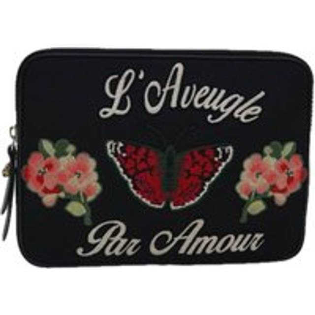Womens Preloved Embroidered Butterfly Clutch Wos - Black Bag - One Size