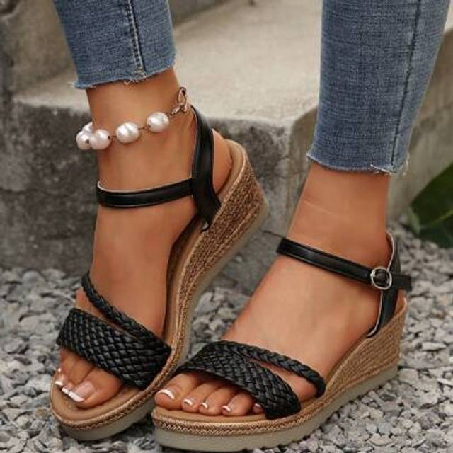 SHEIN Plus Size Women Summer Comfortable Platform Wedge Heel Waterproof Thick Bottom Sandals