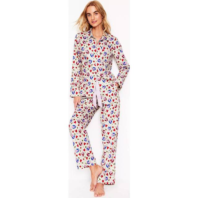 Boden Abstract Hearts Pyjama Bottoms, Ivory/Multi