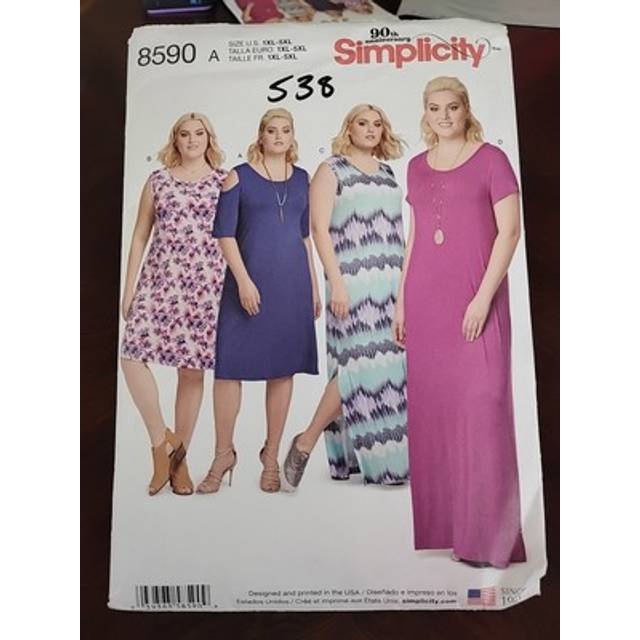 Simplicity Sewing Pattern 8590 Women A (1XL-2XL-3XL-4XL-5XL) Dresses