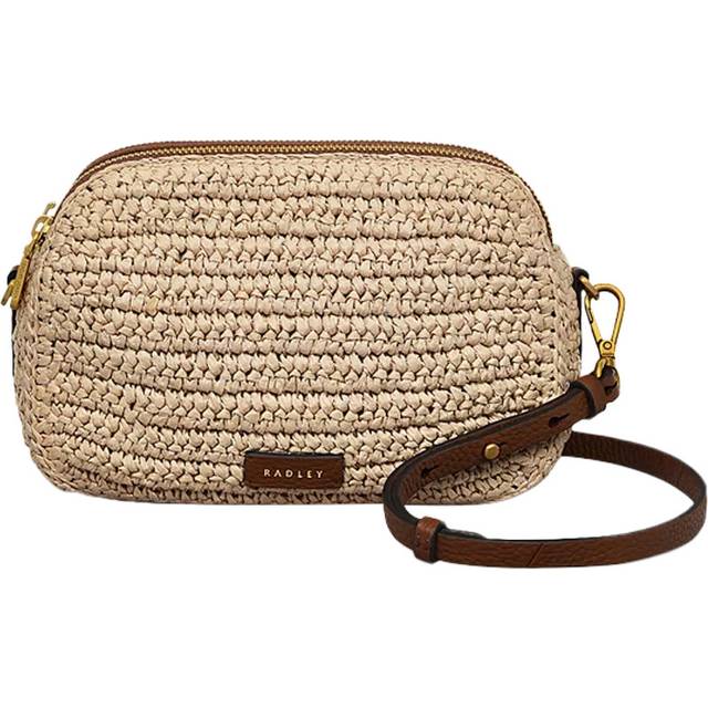 Radley Dukes Place Leather Raffia Crossbody Bag, Natural