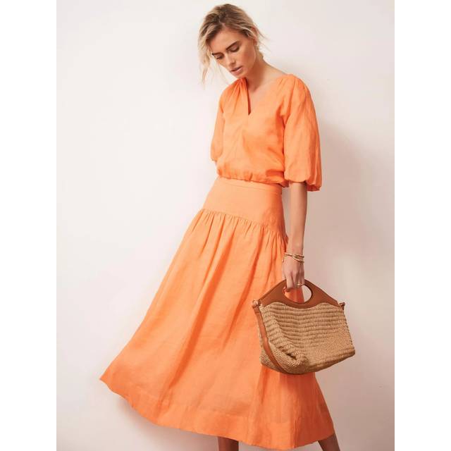 Mint Velvet Drop Waist Maxi Skirt, Orange