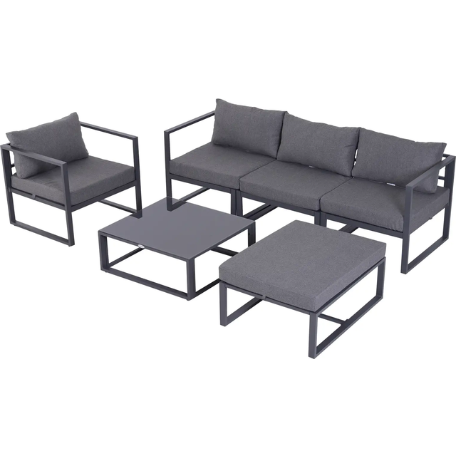 Outsunny 6 Piece Modular Garden Sofa Set - Grey, Grey