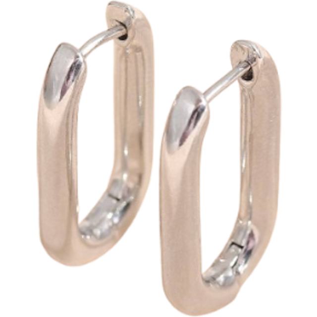 SHEIN 1 Pair Minimalist Exaggerated Oval Metal Hoop Earrings