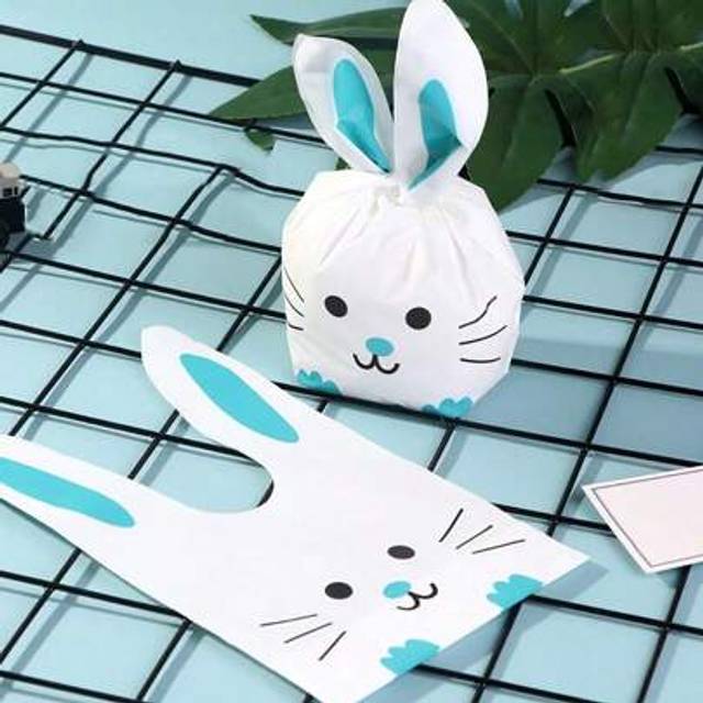 SHEIN 50pcs Easter Bunny Ear Gift Bags - Cute Rabbit Design Plastic Gift Packaging Bags, For Wedding, Birthday, Spring Easter Party Favors Decor