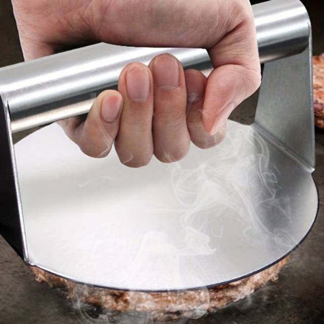 TEMU Stainless Steel Burger Press - 6 Inch Hamburger Patty Maker With Ergonomic Handle & Flat Surface For Pressing, Beef , Sliders, Steaks - Ideal Bbq & Kitchen Tool