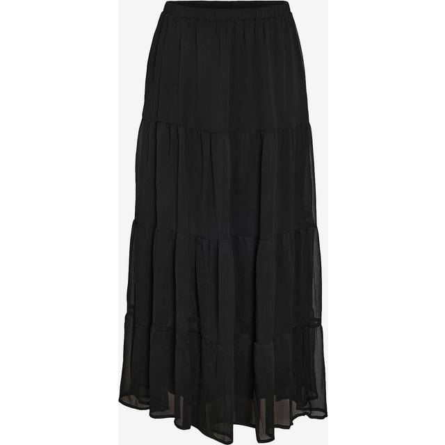 Noisy May Curve - Maxikjol nmFairy Maxi Chiffon Skirt Wvn Cur - Svart