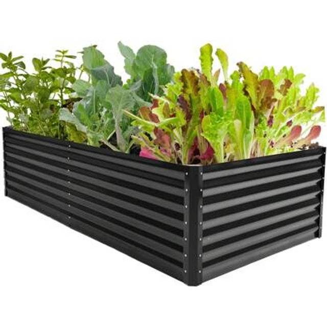 SHEIN Outdoor Raised Garden Bed Kit 240x120x60cm, Raised Beds Thickened Zinc-Aluminum-Magnesium Stainless Steel Metal Raised Beds For Garden With Safety Rub
