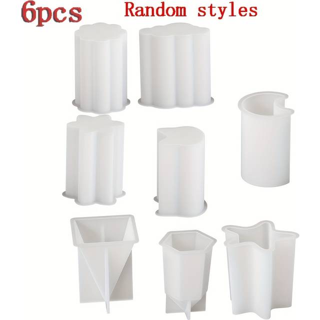 TEMU Set Of 6 Silicone Candle Molds - Stars, , Pyramids, Clouds, Flowers, And Cones Diy Scented Candles, Resin Crafts, Handmade Soaps And Home Decor