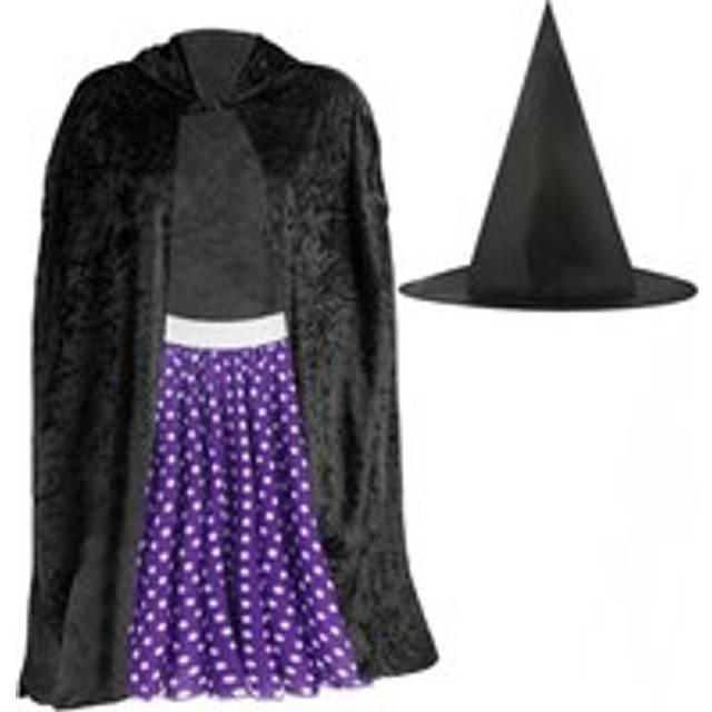 Kind Witch Costume - Skirt, Cape & Hat - Black - One Size