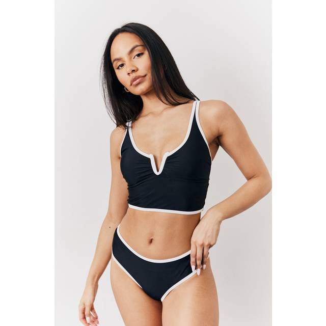 Black U Bar Swim Crop Top - 22