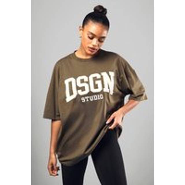 Womens Dsgn Studio Towelling Applique Oversized T-Shirt - Green - 8, Green