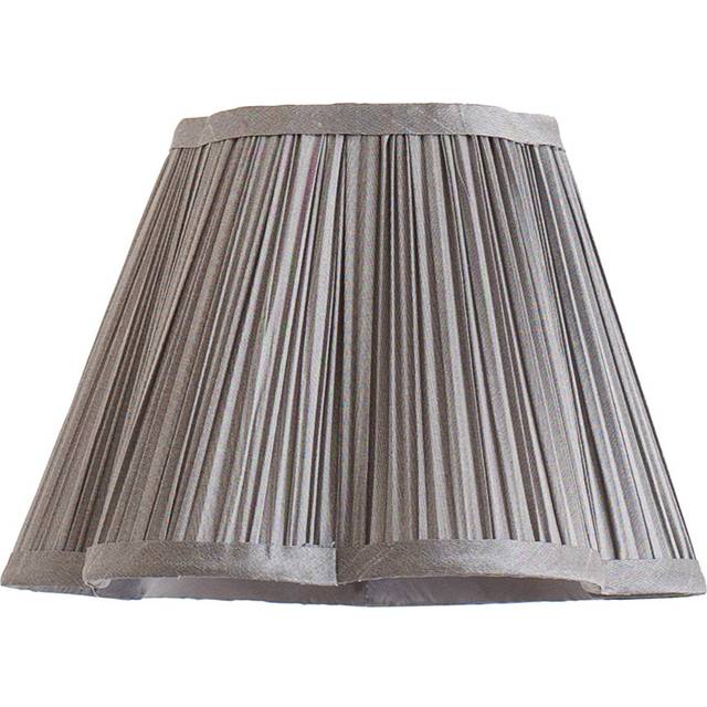 ValueLights Loralei Light Grey Small Pleated Faux Silk Scalloped Easy Fit Lamp Shade - 18 x 25.5 x 25.5cm