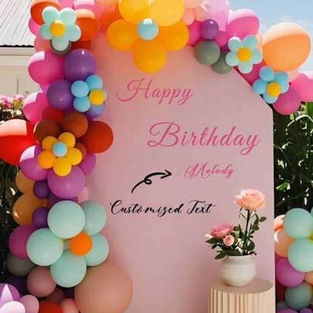 SHEIN Custom Birthday Decal, Birthday Party Backdrop Custom Name Sticker, Vinyl Decal Happy Birthday For Balloon Arch, Personalized Decal , Ornamental Exqui