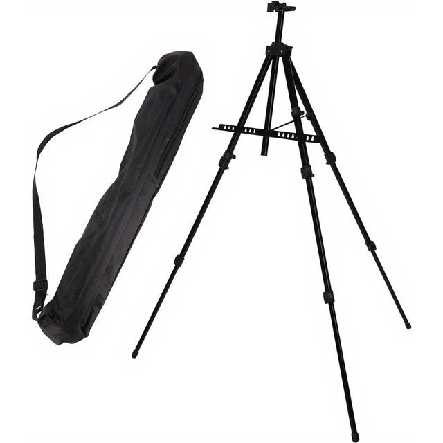 TEMU Aluminium Easel 52-160 Cm Adjustable Field Easel Black Display Studio Easel Tripod Stand + Bag For Canvas Poster Wedding Sketching Painting