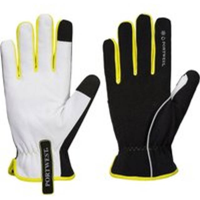 (M, Black/Yellow) Portwest Unisex Adult PW3 Leather Winter Gloves