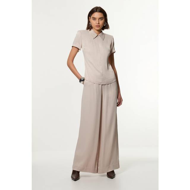Tall Satin Wide Leg Woven Trousers - Silver