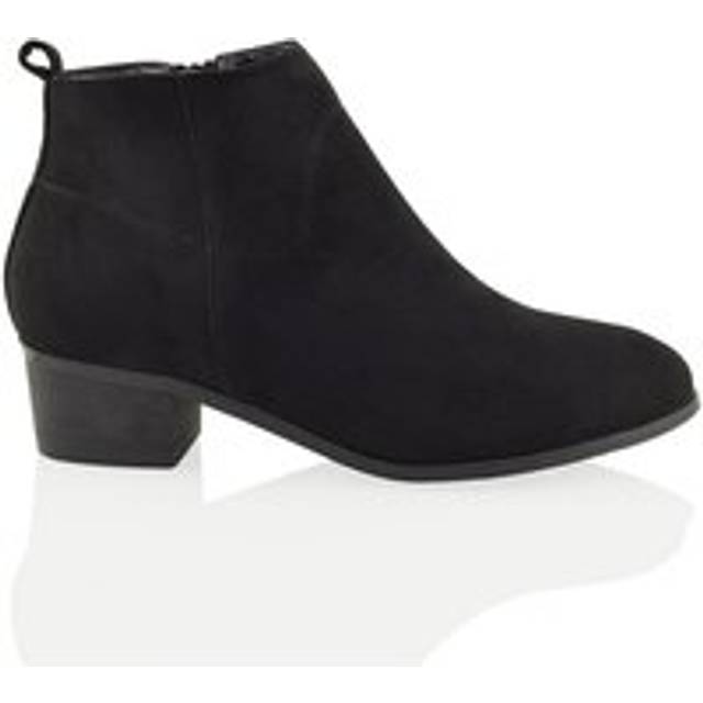 'Melodie' Zip Up Cowboy Ankle Boots With Low Block Heel - Jet Black - 6