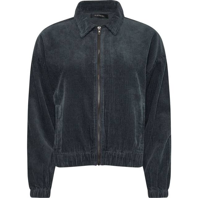 Pixiegirl Charcoal Grey Cord Bomber Jacket 14 Pixiegirl | Petite Women's Bomber Jackets