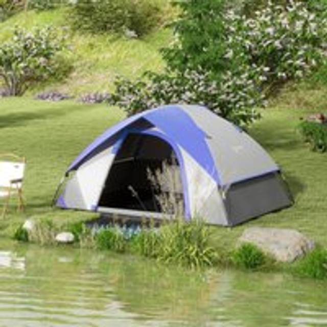 Outsunny 2 Man Camping Tent w/ Sewn-in Groundsheet, 3000mm Waterproof, Blue