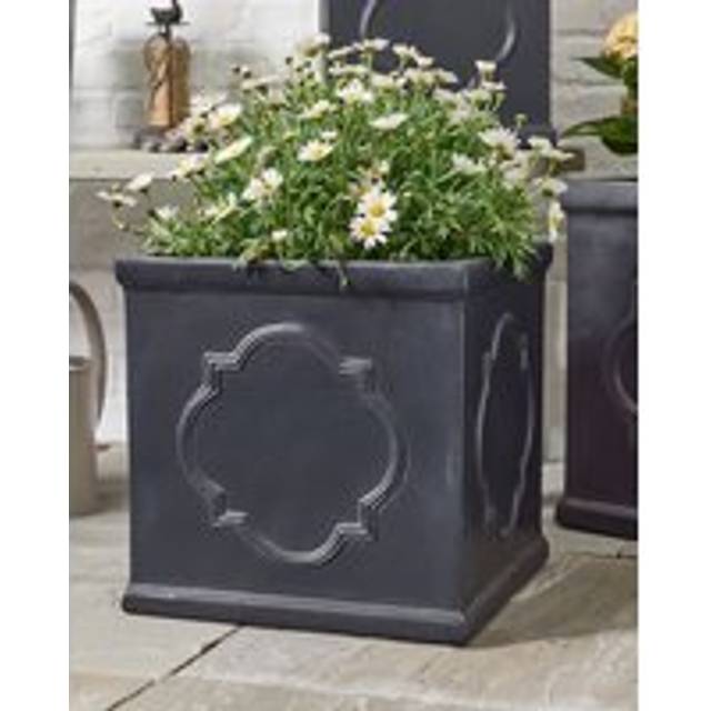 Black Large Embossed Fibreclay Summer Outdoor Garden Planter Plant Pot
