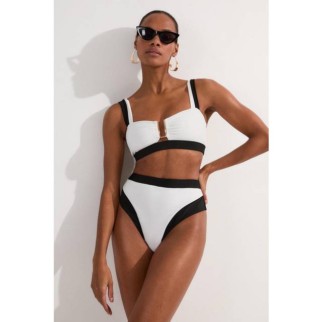Contrast Trim High Cut Bikini Bottom - Mono