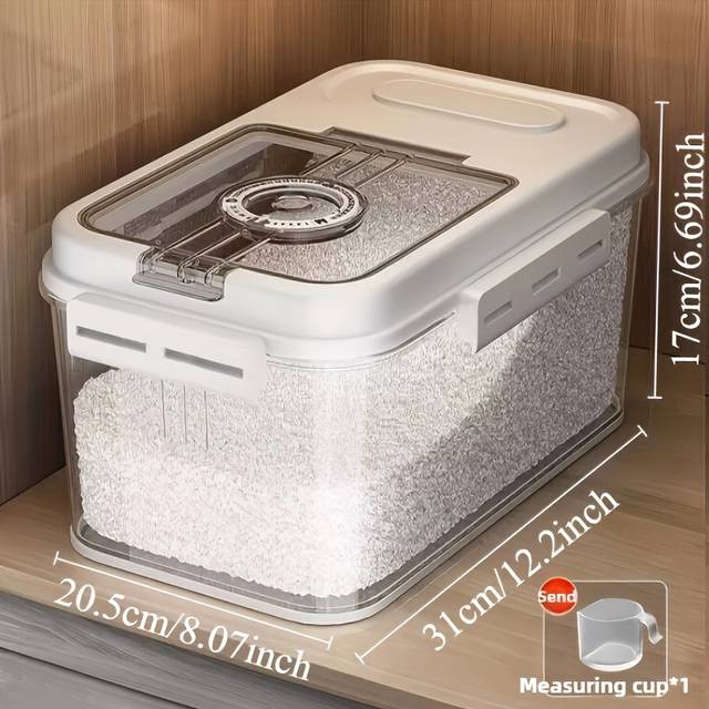 TEMU 2 Sizes Airtight Food Storage Containers Set - 10.8l & 7.8l, Rice Canister, Reusable, Insect & Moisture Proof, Hand Washable, Sealable Grain Dispenser For Kitchen Pantry Organization