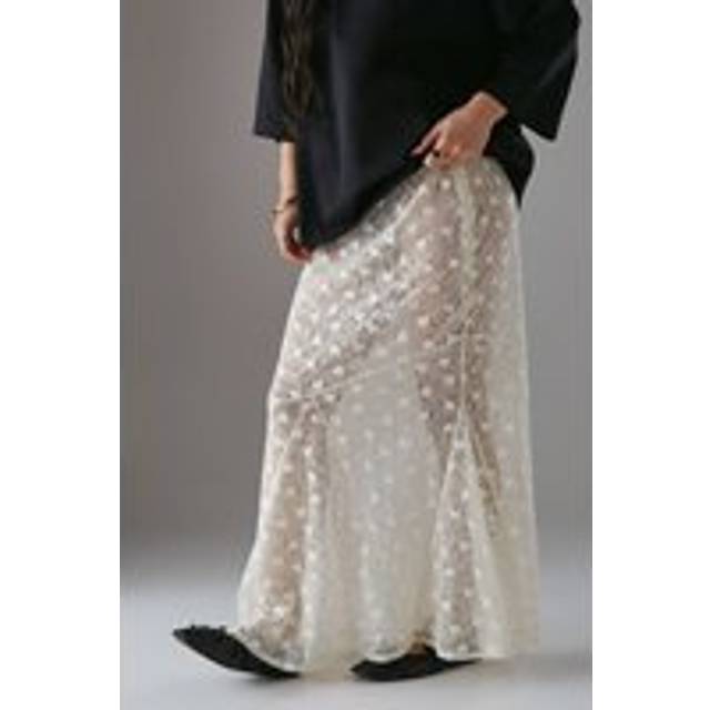 Womens Petite Sheer Lace Fishtail Maxi Skirt - White - 10